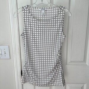 White House Black Market White/Black SL SD Rusche Geo Shell Blouse - XS - NWT